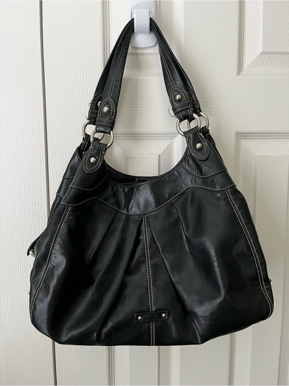 Nine West Black Faux Leather hobo Shoulder Bag